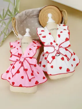 Charming Summer Strawberry Print Dog Dress Charming Summer Strawberry Print Dog Dress