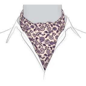 Chokor Apricot & Black Bird print Silk Cravat Chokor Apricot & Black Bird print Silk Cravat