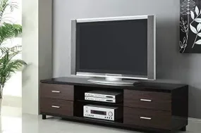 Coaster 4-Drawer TV Console In Glossy Black And Walnut Finish 700826 Coaster 4-Drawer TV Console In Glossy Black And Walnut Finish 700826