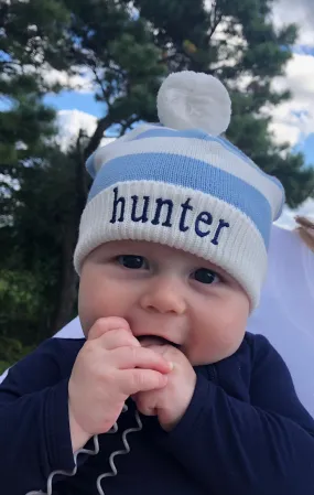 Cotton Striped Hat with Pompom Cotton Striped Hat with Pompom