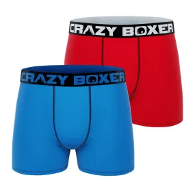 CRAZYBOXER Blue & Red Men's Boxer Briefs (2 Pack) CRAZYBOXER Blue & Red Men's Boxer Briefs (2 Pack)