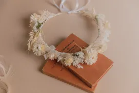 Cream Straw Flowers and Statice Crown / Broom Bloom Dried Grasses Crown / Dried Flower Crown / Boho Bridal Crown Cream Straw Flowers and Statice Crown / Broom Bloom Dried Grasses Crown / Dried Flower Crown / Boho Bridal Crown