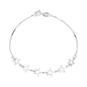 Dainty Rock Star Patriotic Stars Charm Bracelet .925Sterling Silver Dainty Rock Star Patriotic Stars Charm Bracelet .925Sterling Silver