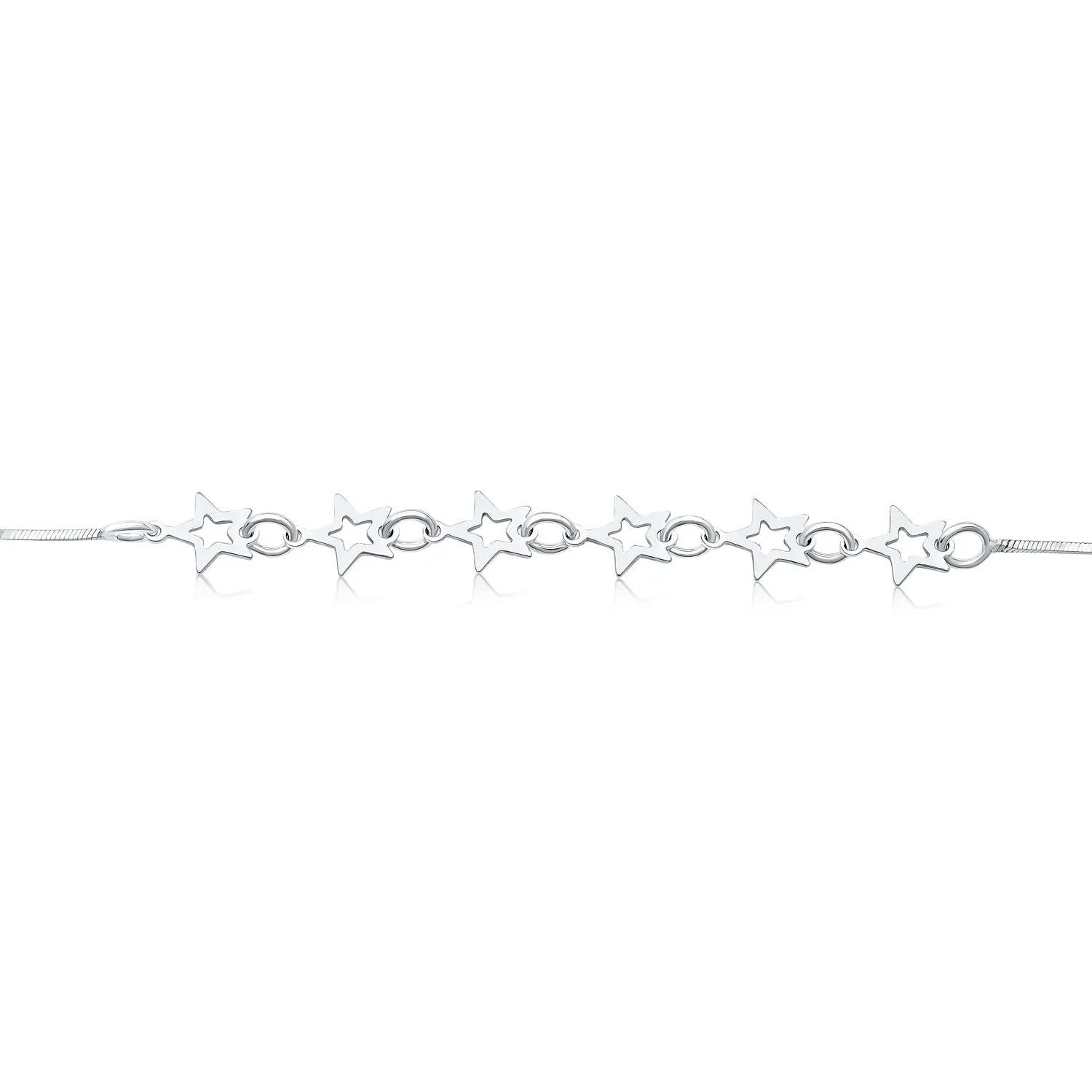 Dainty Rock Star Patriotic Stars Charm Bracelet .925Sterling Silver