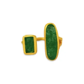 Deco Twin Stone Ring - Green Strawberry Quartz Deco Twin Stone Ring - Green Strawberry Quartz