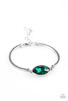 Definitely Dashing Silver and Emerald Green Gem Bracelet - Paparazzi Accessories Definitely Dashing Silver and Emerald Green Gem Bracelet - Paparazzi Accessories