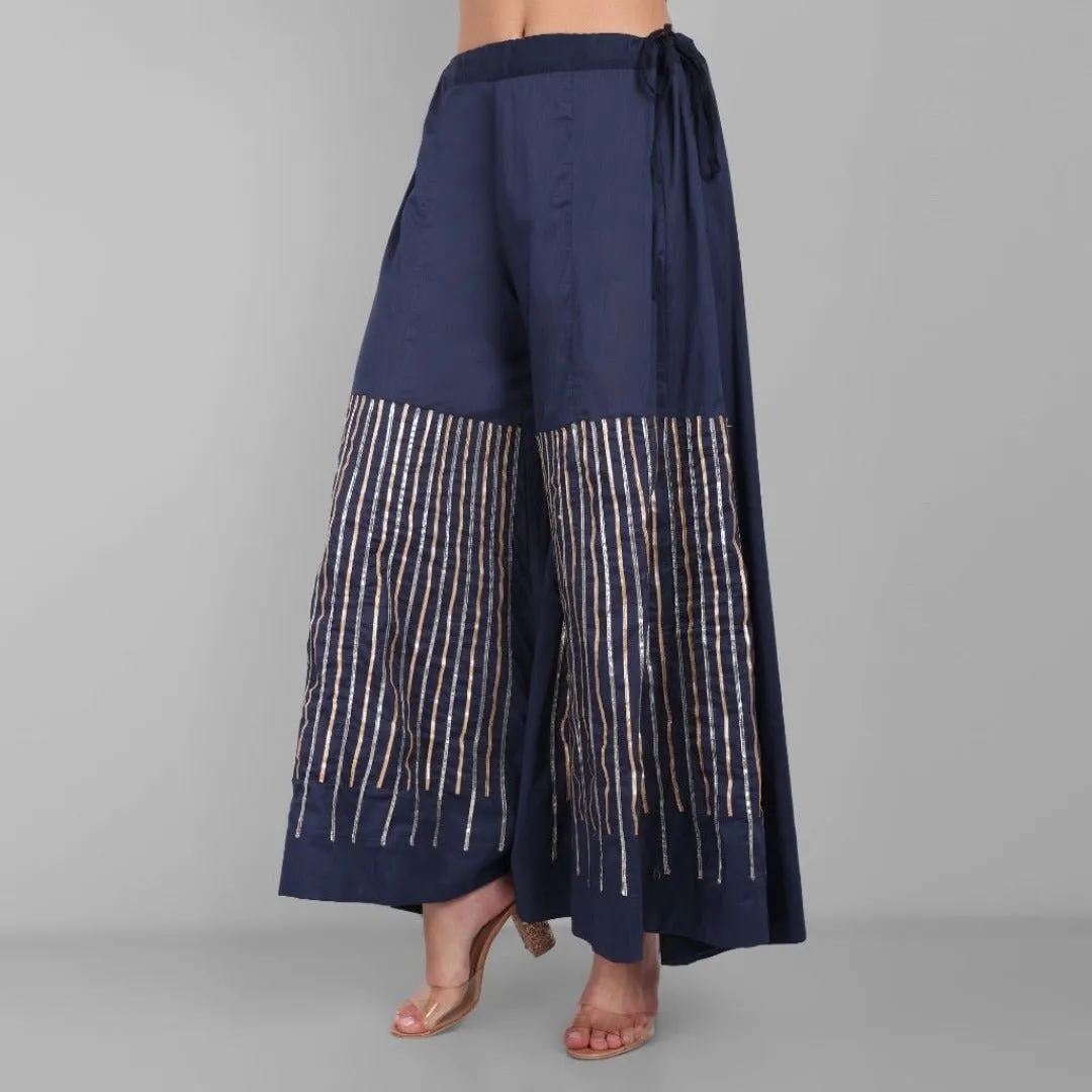Dhanak Blue Kurta and Sharara - Set of 3