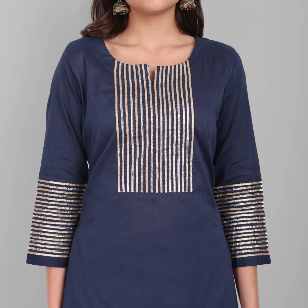 Dhanak Blue Kurta and Sharara - Set of 3