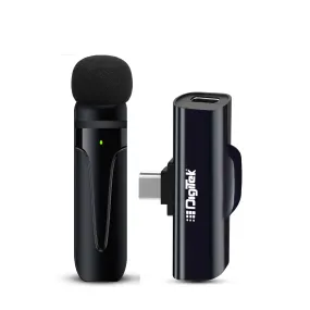 Digitek (DWM-001) Wireless Microphone & Receiver with Type C, Compatible for Noise Cancellation Mic Suitable for Vlog You Tube Live Streaming Video Recording and More Digitek (DWM-001) Wireless Microphone & Receiver with Type C, Compatible for Noise Cancellation Mic Suitable for Vlog You Tube Live Streaming Video Recording and More