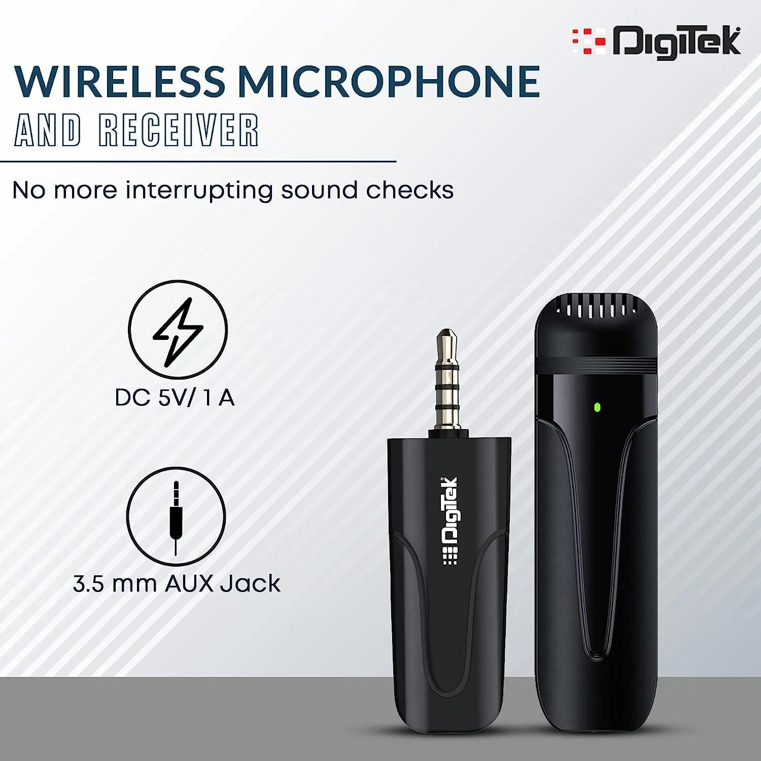 Digitek (DWM-005) Wireless Microphone with Aux Connector, Compatible for Noise Cancellation Mic Suitable