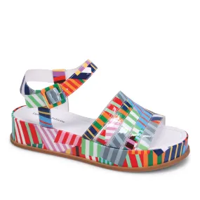 Django & Juliette WOLLIE Platform Sandal in Multi Stripe Patent Leather Django & Juliette WOLLIE Platform Sandal in Multi Stripe Patent Leather