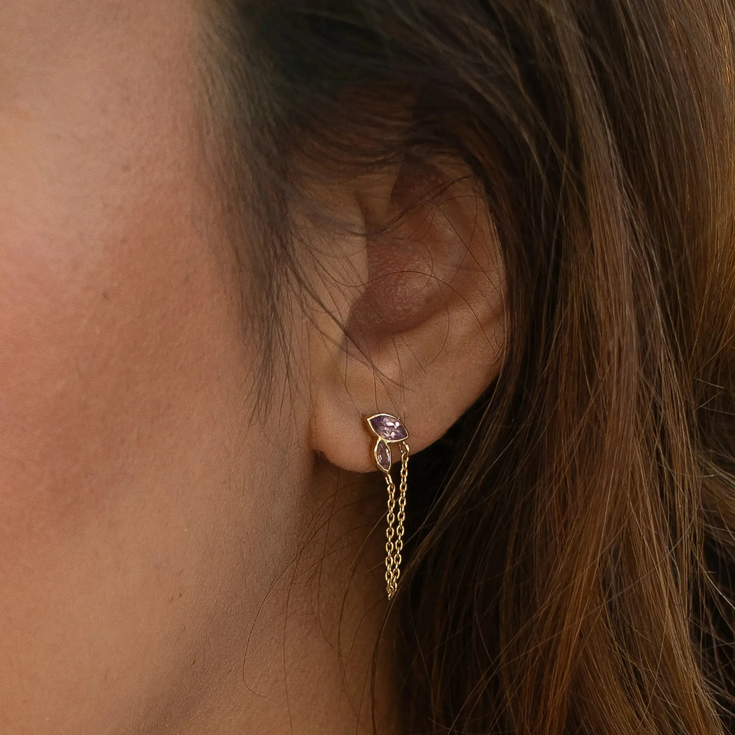 Double Marquise Amethyst Earrings