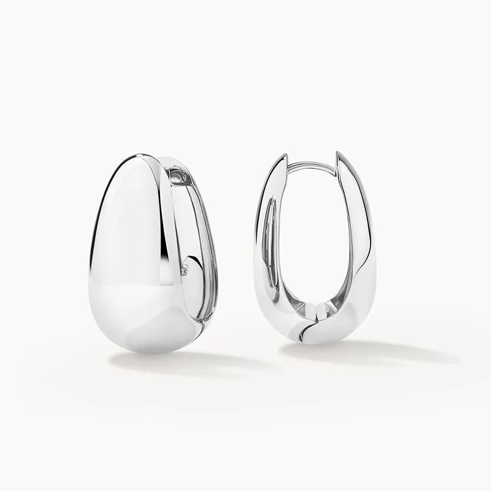 Drop Dome Hoops in Silver