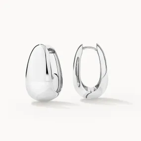 Drop Dome Hoops in Silver Drop Dome Hoops in Silver