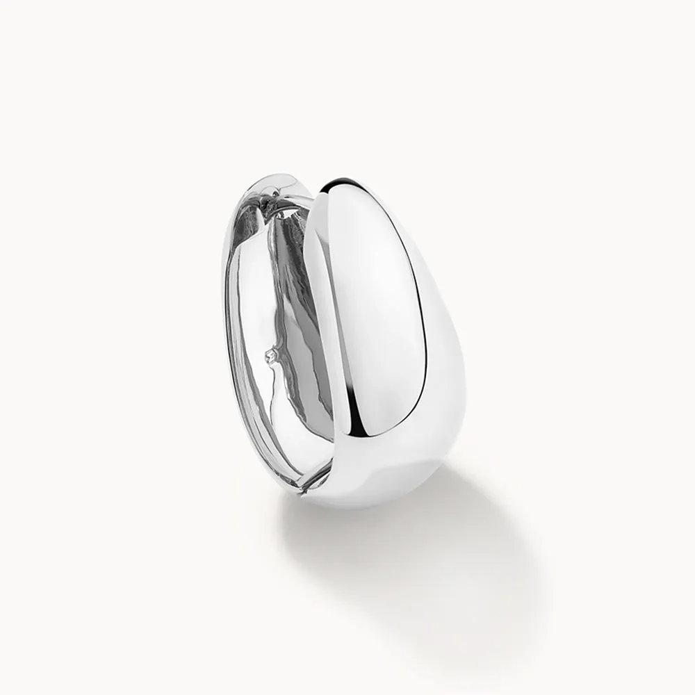 Drop Dome Hoops in Silver
