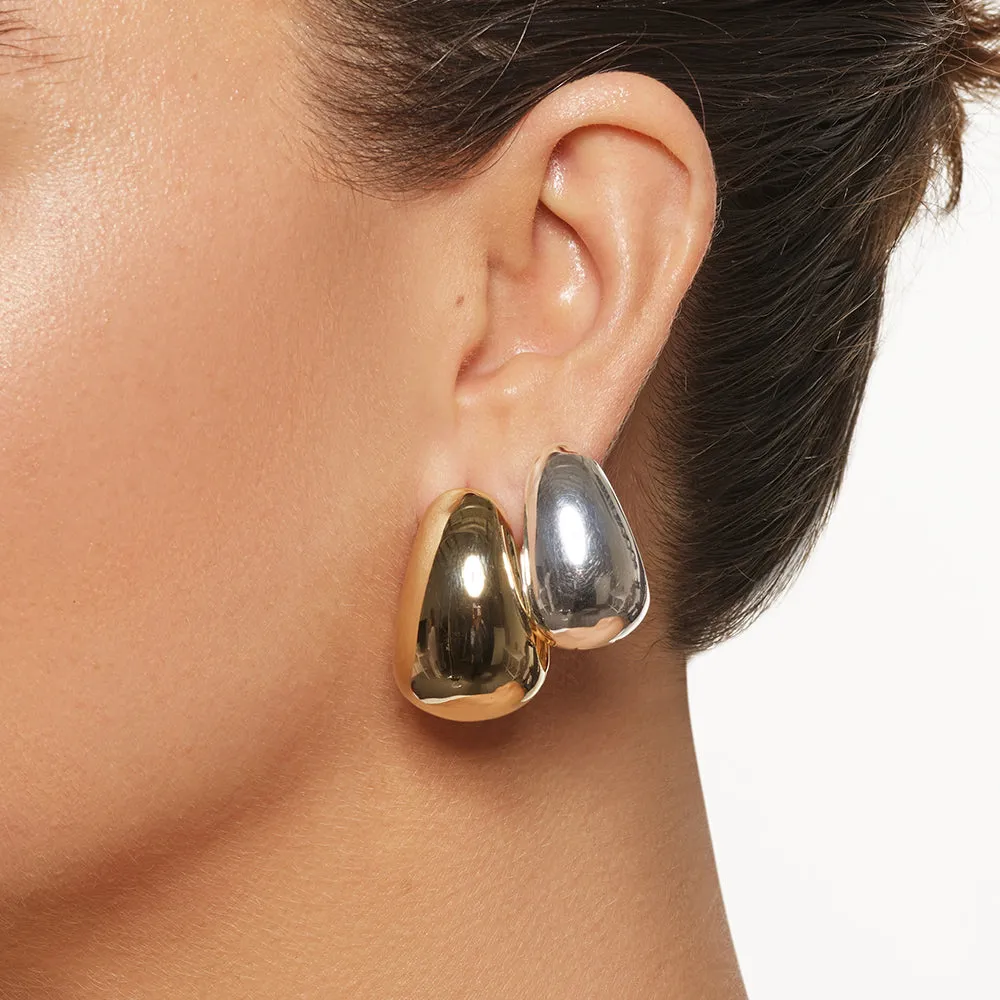 Drop Dome Hoops in Silver