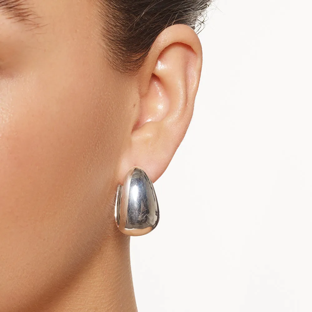Drop Dome Hoops in Silver