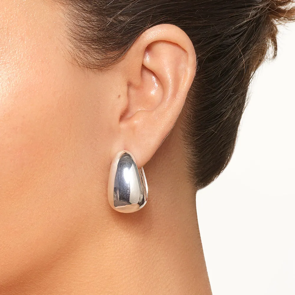 Drop Dome Hoops in Silver