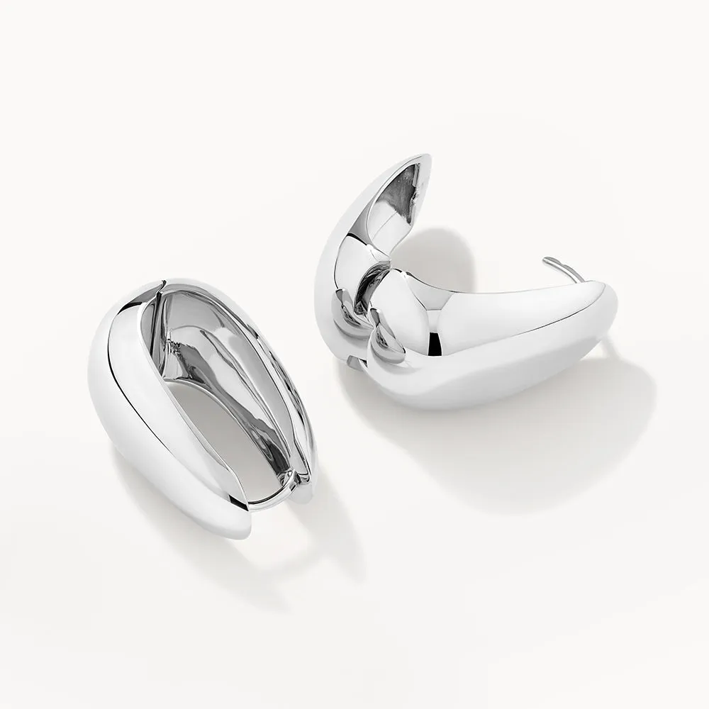 Drop Dome Hoops in Silver