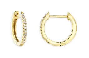 Earrings 14kt Gold Huggies & Diamonds Earrings 14kt Gold Huggies & Diamonds