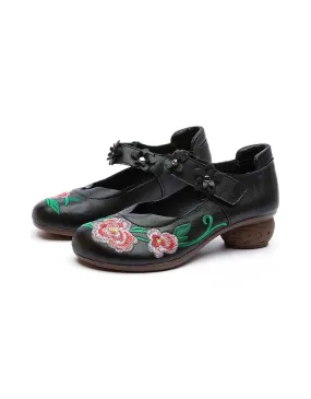 Ethnic Style Embroidery Flower Retro Chunky Sandals Ethnic Style Embroidery Flower Retro Chunky Sandals