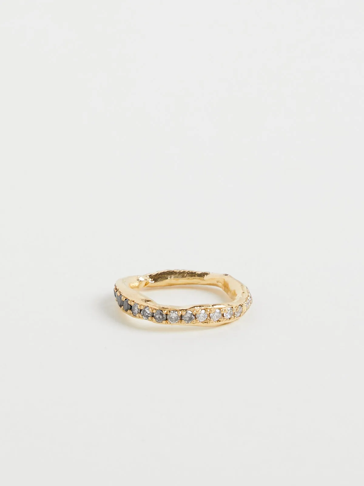 Faded Atlas Band in 18k Yellow Gold with Black, Grey and White Diamonds