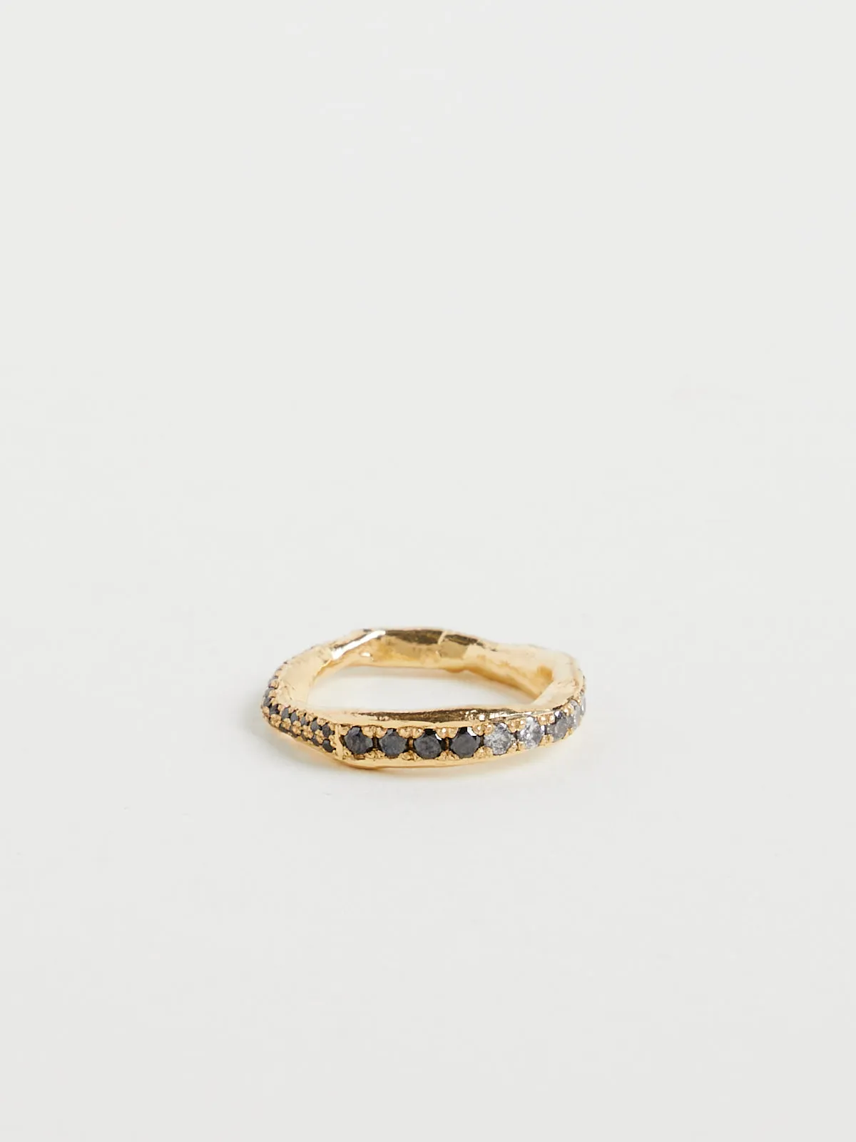 Faded Atlas Band in 18k Yellow Gold with Black, Grey and White Diamonds