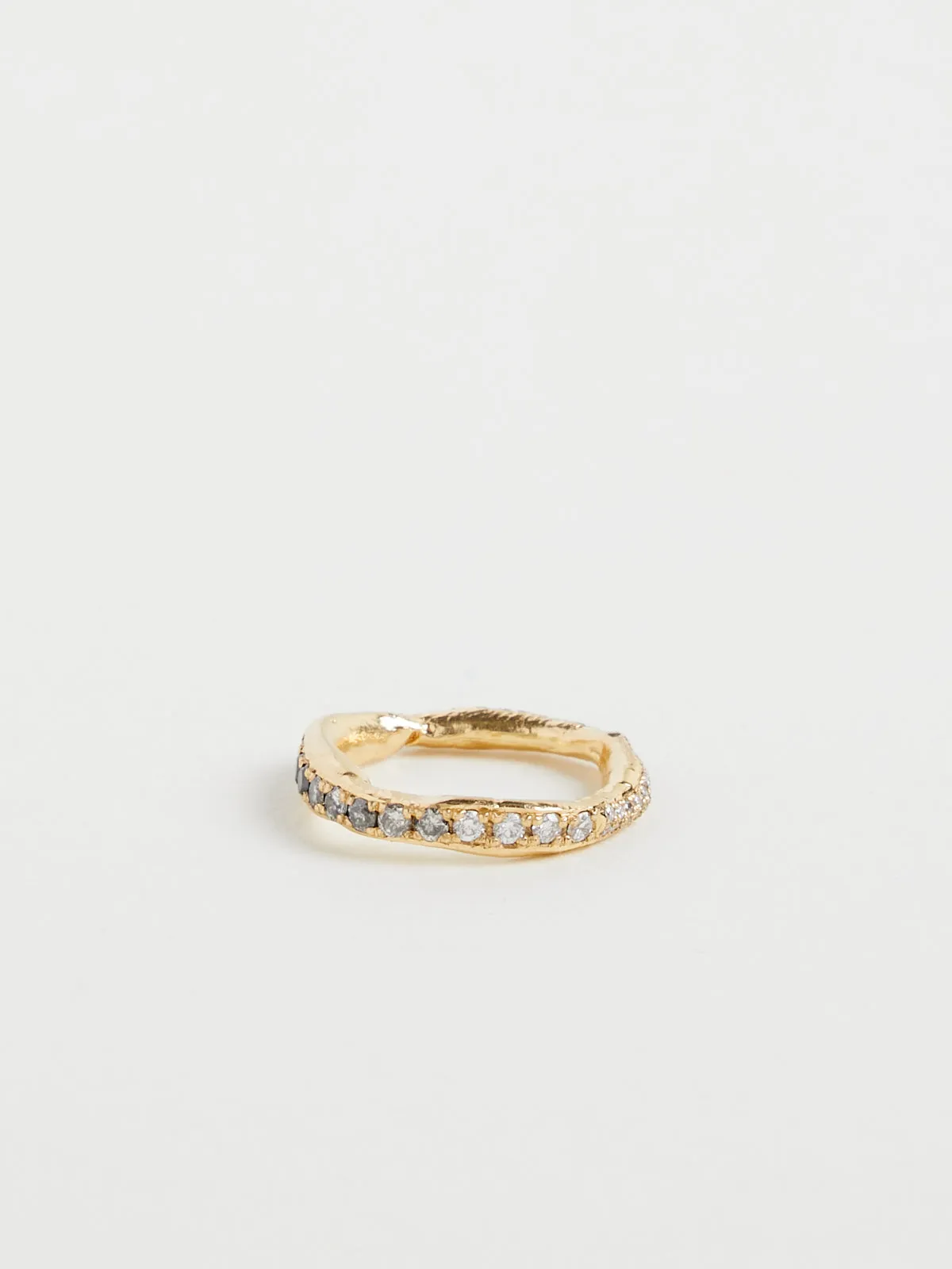 Faded Atlas Band in 18k Yellow Gold with Black, Grey and White Diamonds