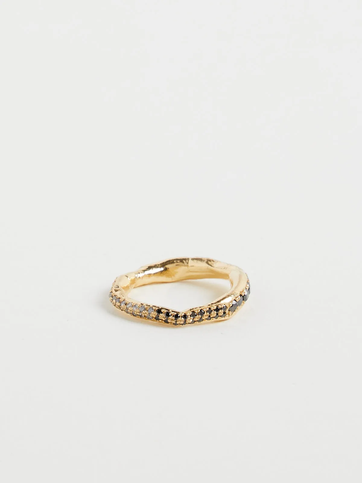 Faded Atlas Band in 18k Yellow Gold with Black, Grey and White Diamonds