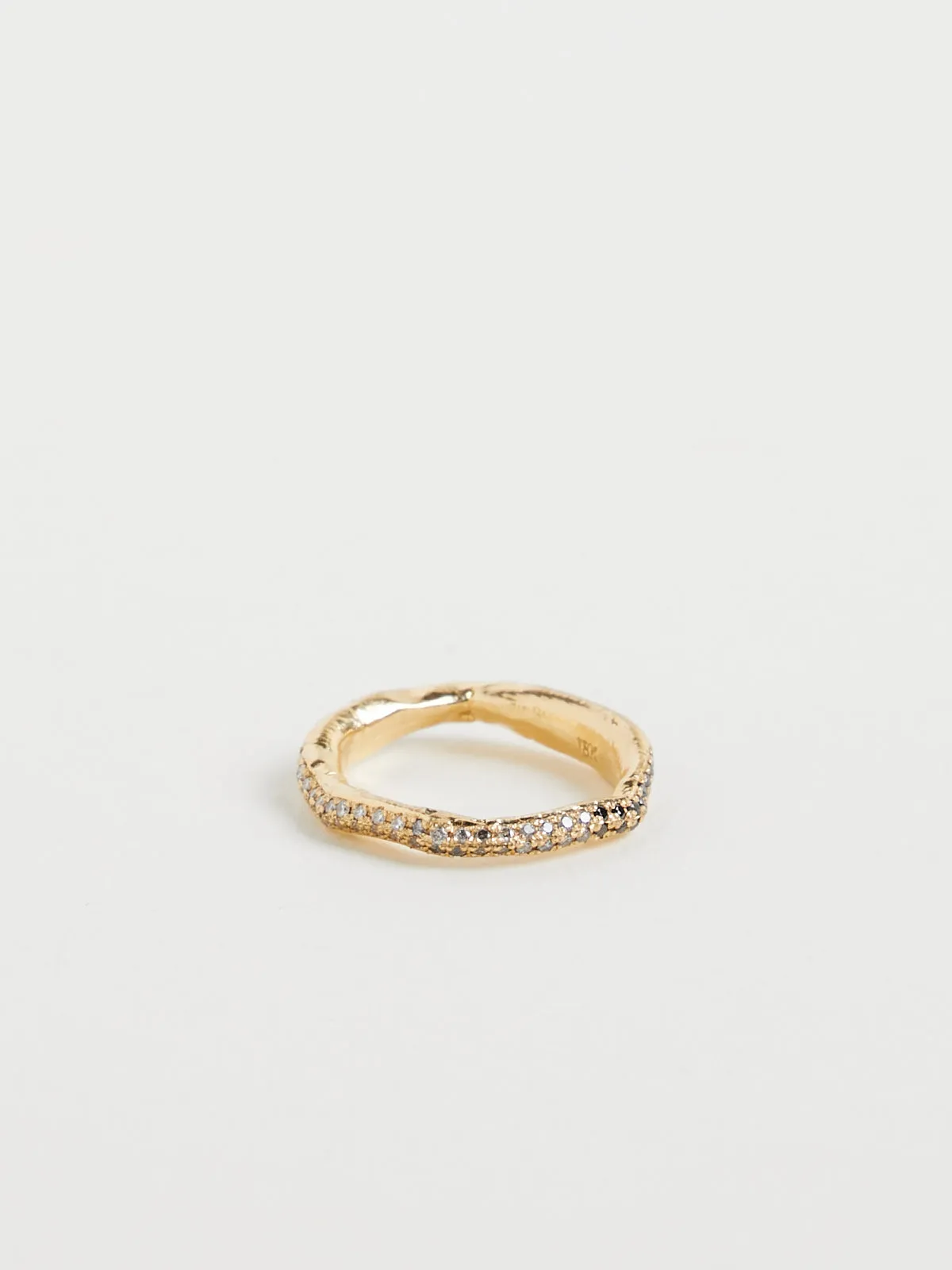 Faded Atlas Band in 18k Yellow Gold with Black, Grey and White Diamonds