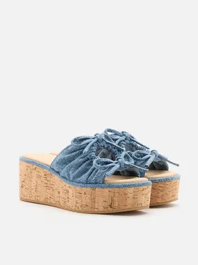 Ferlyn Denim Double Tied Wedge Sandals Ferlyn Denim Double Tied Wedge Sandals