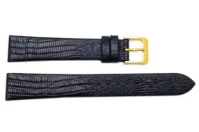 FITS  Seiko Black Textured Leather Lizard Grain 18mm Watch Band FITS  Seiko Black Textured Leather Lizard Grain 18mm Watch Band