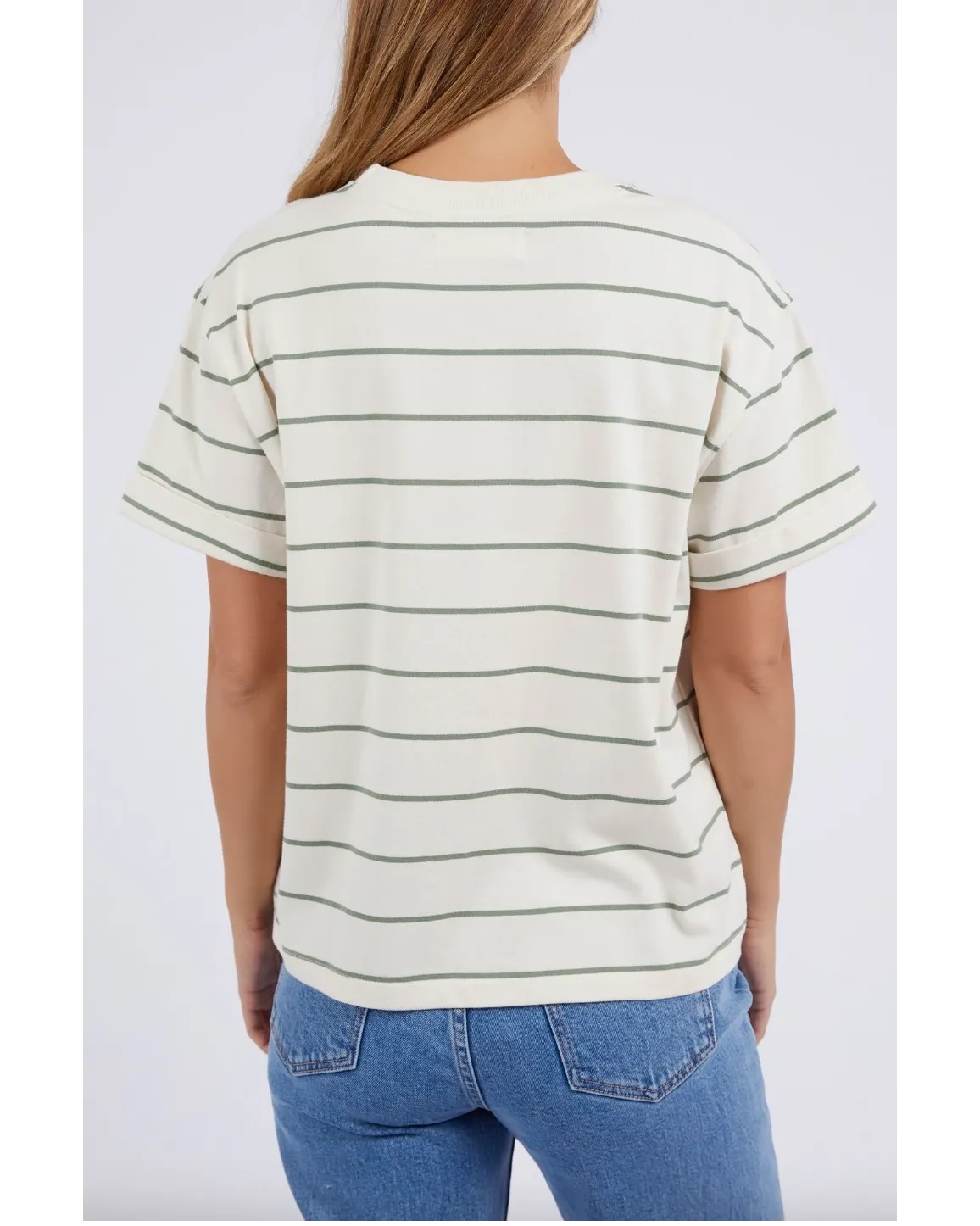 Foxwood Huntleigh Stripe Tee - Fern/White Stripe