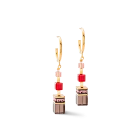 GeoCUBE® Precious statement earrings gold-red GeoCUBE® Precious statement earrings gold-red