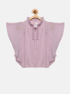 Girls Butterfly Sleeve Top With Neck Tie up Girls Butterfly Sleeve Top With Neck Tie up