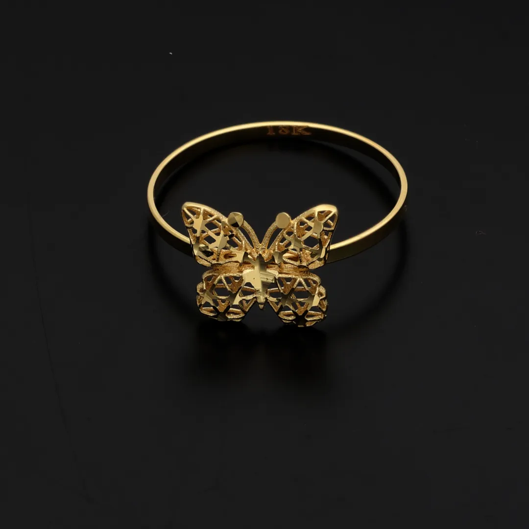 Gold Butterfly Shaped Design Ring 18KT - FKJRN18K9220