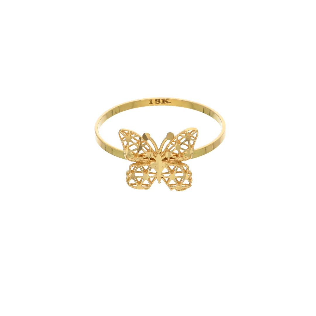 Gold Butterfly Shaped Design Ring 18KT - FKJRN18K9220