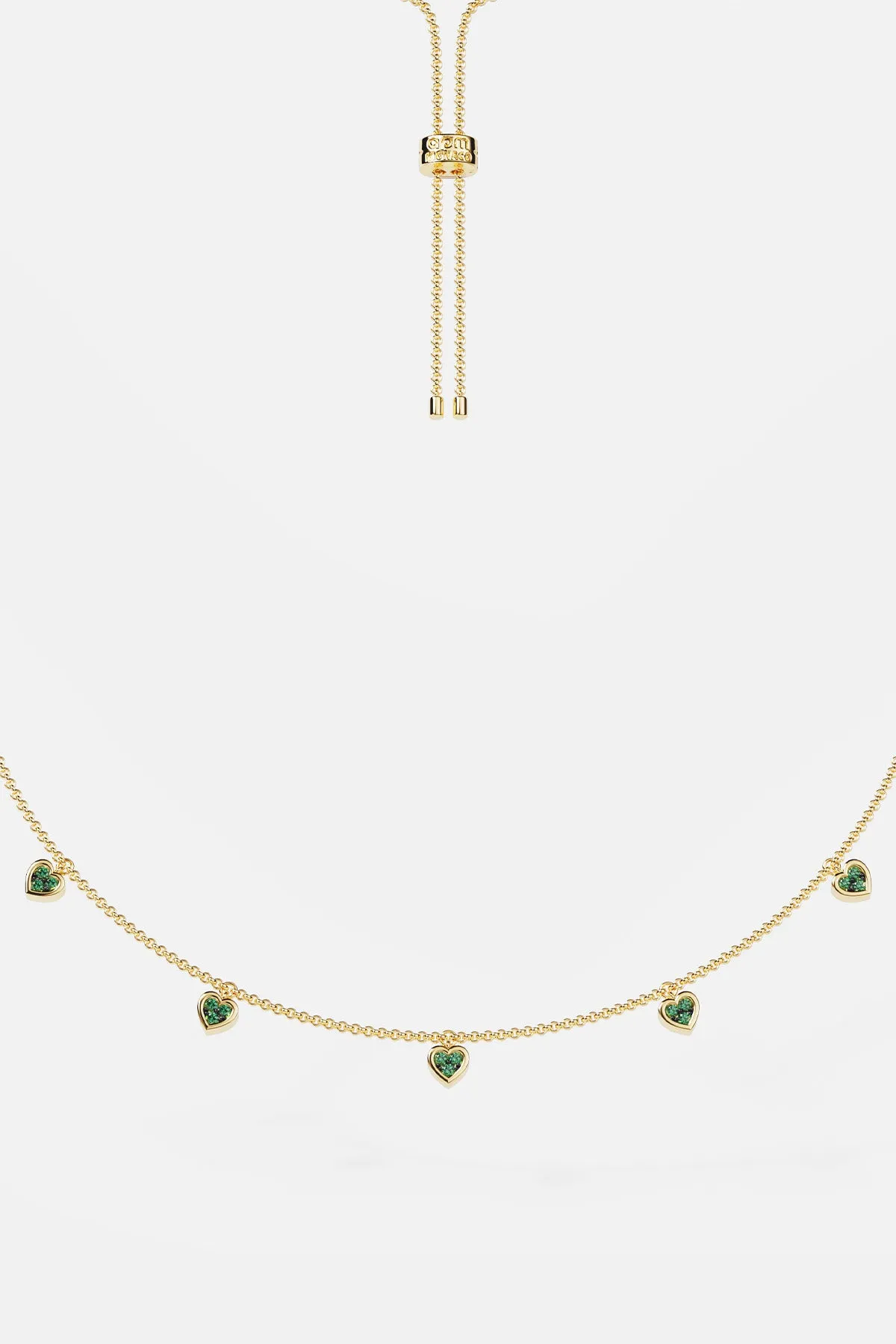 Green & White Heart Adjustable Necklace