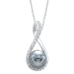 Grey Pearl Infinity Necklace with Cubic Zirconia Grey Pearl Infinity Necklace with Cubic Zirconia