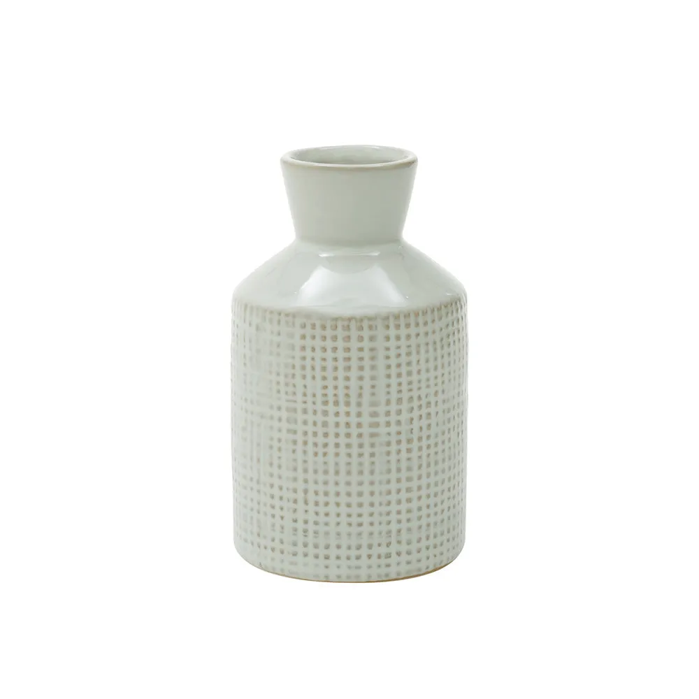 Grey Square-Textured Vase