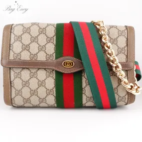 GUCCI Medium Ophidia Clutch with Strap & Chain GUCCI Medium Ophidia Clutch with Strap & Chain