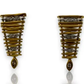H. Stern Hans Stern 18kt Solid Two-Tone Yellow Gold White Gold "FILAMENTS" Noble Gold Collection Luxury Drop Dangle Diamond Earrings H. Stern Hans Stern 18kt Solid Two-Tone Yellow Gold White Gold "FILAMENTS" Noble Gold Collection Luxury Drop Dangle Diamond Earrings