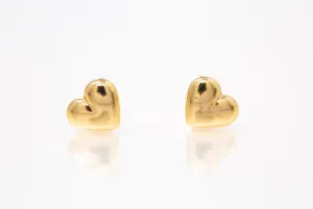 Hallow Puff Heart Stud Earrings 14k 585 Yellow Gold Hallow Puff Heart Stud Earrings 14k 585 Yellow Gold