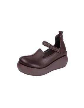 Handmade Round Head Retro Strap Wege Sandal Handmade Round Head Retro Strap Wege Sandal