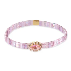 Handmade Tila Bracelet with Oval Center Stone Handmade Tila Bracelet with Oval Center Stone