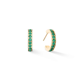 Hoop earrings 15 stainless steel & crystals gold dark green Hoop earrings 15 stainless steel & crystals gold dark green