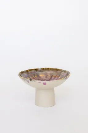 Iceland Pedestal Bowl, Pink Aurora with Gold - Small Iceland Pedestal Bowl, Pink Aurora with Gold - Small