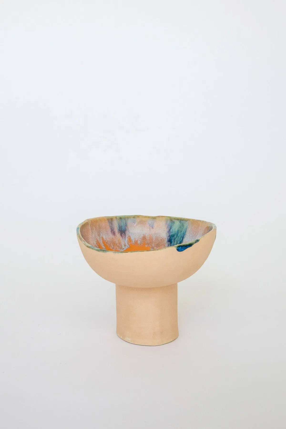 Iceland Pedestal Bowl, Tangerine Dream - Small