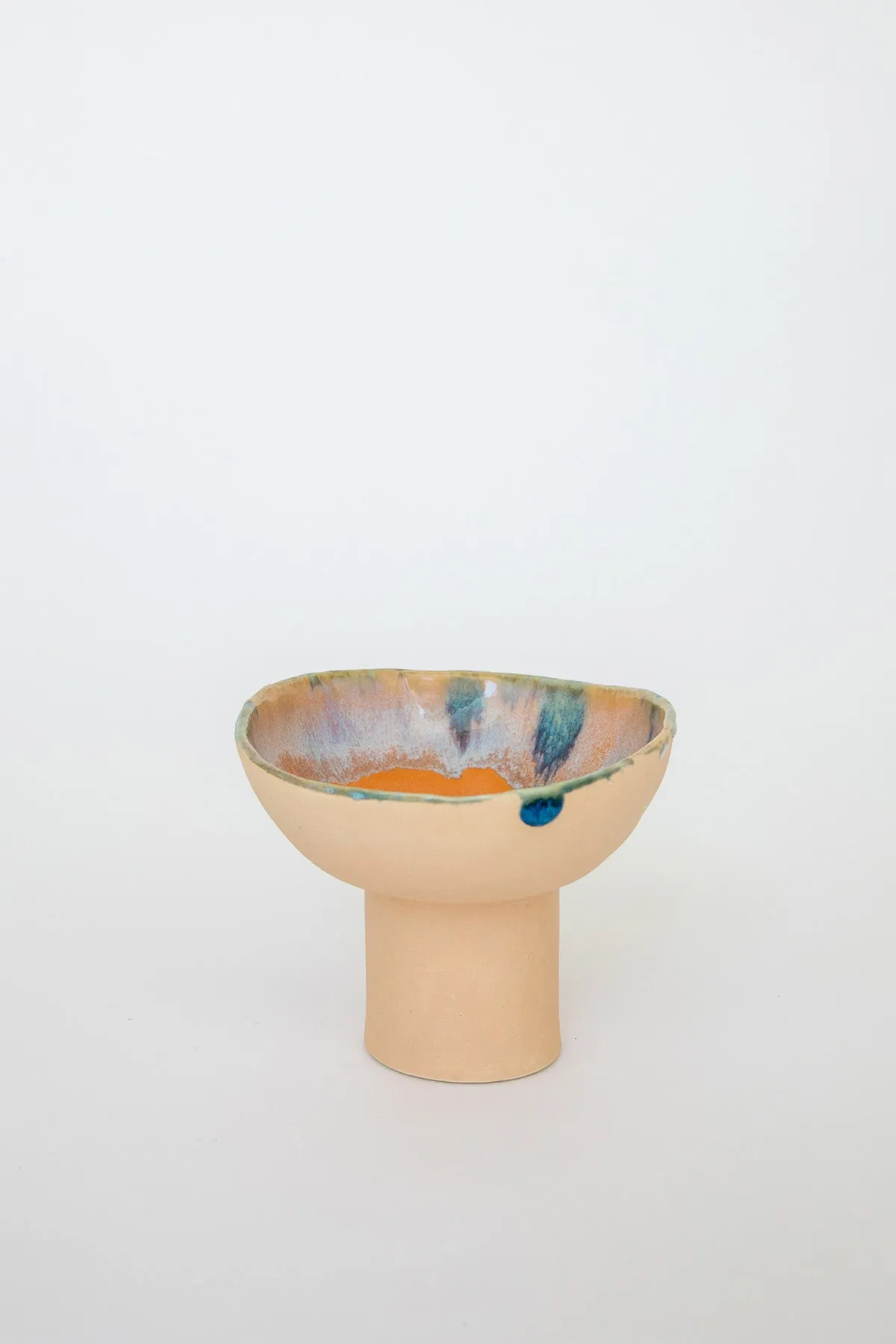 Iceland Pedestal Bowl, Tangerine Dream - Small