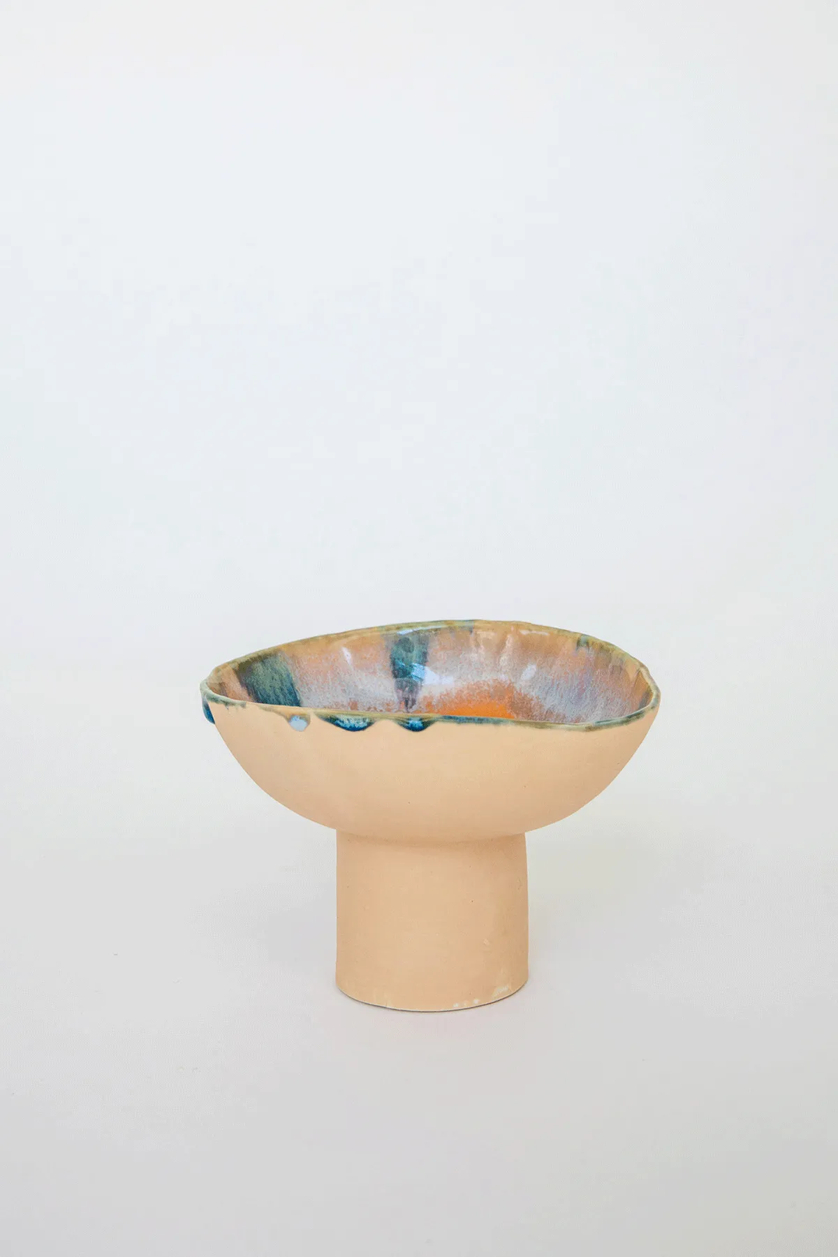 Iceland Pedestal Bowl, Tangerine Dream - Small